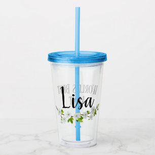 Copo De Acrílico nome personalizado/tumbler tia dos mundos o melhor