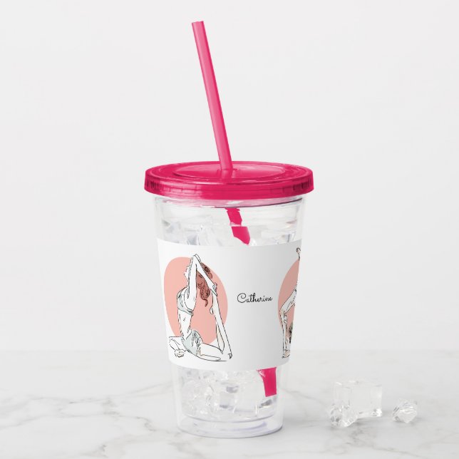 Copo De Acrílico Nome personalizado Yoga Woman Tumblers (Gelo frontal)