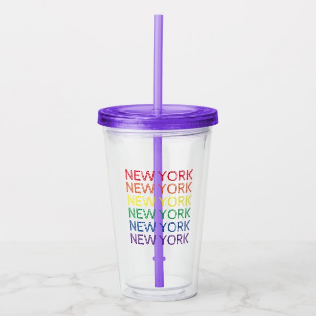 Copo De Acrílico Nova Iorque Rainbow LGBT Orgulho gay NYC (Frente)