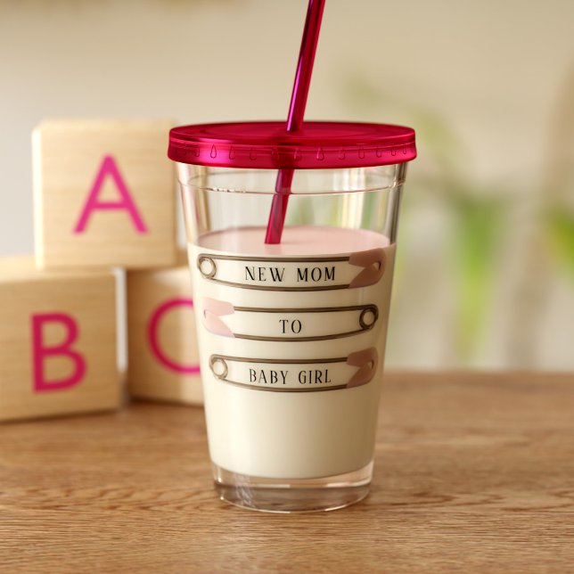 Copo De Acrílico Nova mãe para menina Fralda pino acrílico (Add your name and baby name to this cute pink tumbler. Makes a useful gift for the new mom)