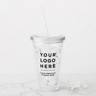 Copo De Acrílico O logotipo da sua empresa é mais simples com palh