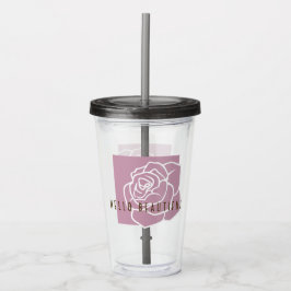 Copo De Acrílico Olá Linda - Rosa Floral Rosa Chic Moderno