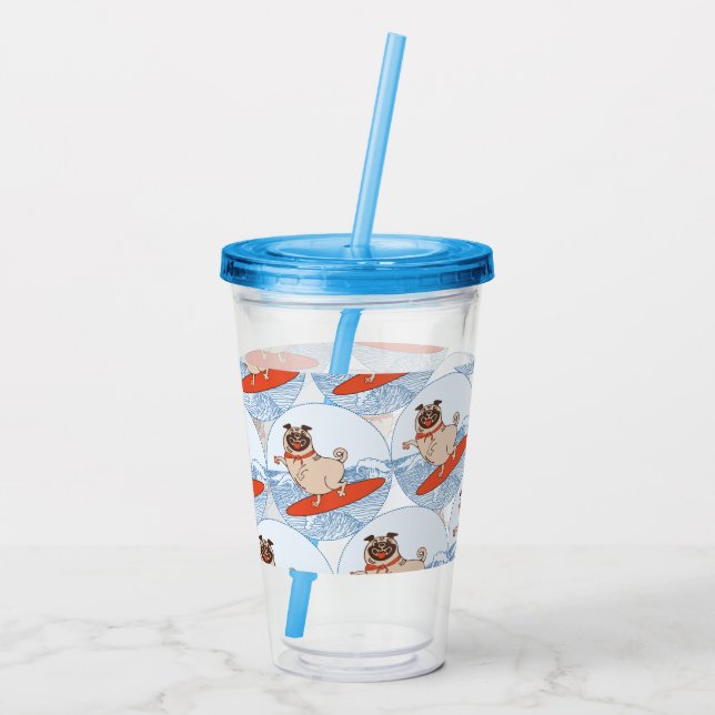 Copo De Acrílico Onda cavalgando cachorro feliz na banda do cacheco (Verso)