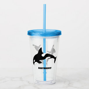 Copo De Acrílico Orcas Killer Whales personalizaram a Viagem Cup