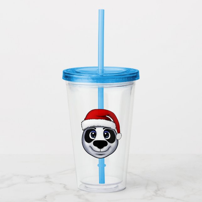 Copo De Acrílico Ornamento Cerâmico Panda de Natal (Frente)