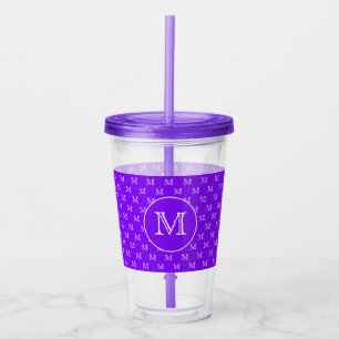 Copo De Acrílico Padrão bonito do Monograma Pessoal Roxo