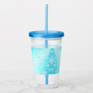 Copo De Acrílico Padrão Crystal Snowflakes