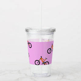 Copo De Acrílico Padrão de bicicletas a rosa