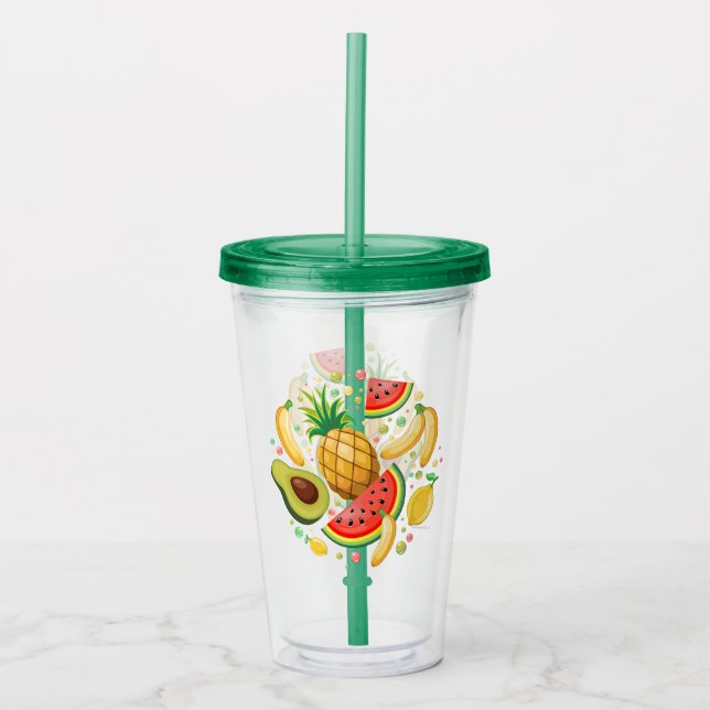 Copo De Acrílico Padrão de Frutas de Verão Fresco (Frente)