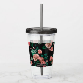 Copo De Acrílico Padrão de rosas
