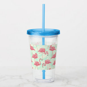 Copo De Acrílico Padrão Flamingo Pink Elegante de Chic