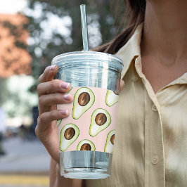 Copo De Acrílico Padrão Moderno De Pastel Rosa E Verde Avocado