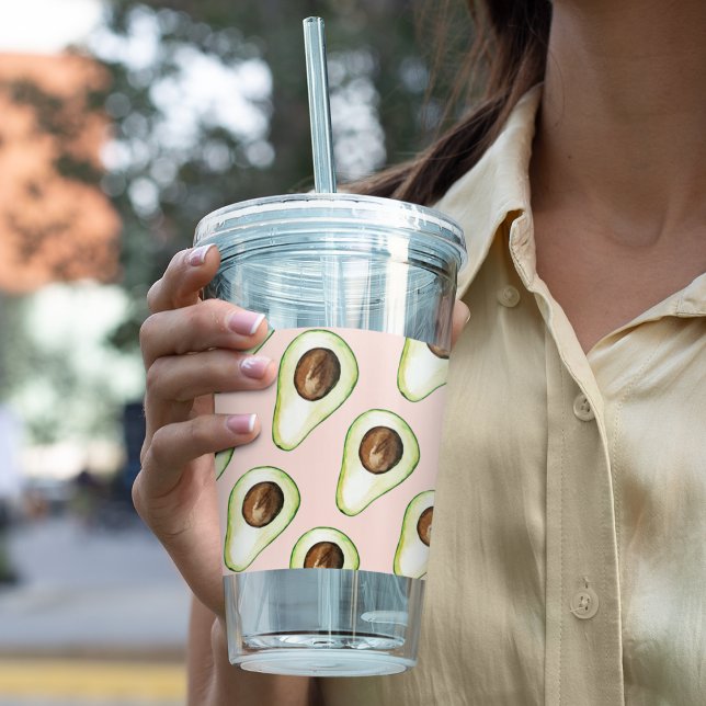 Copo De Acrílico Padrão Moderno De Pastel Rosa E Verde Avocado (Criador carregado)