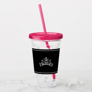 Copo De Acrílico Pageant Silver Tiara Crown Acrylic Tumbler