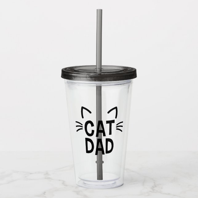 Copo De Acrílico Pai De Gato Com Ouvidos E Sussurros (Frente)