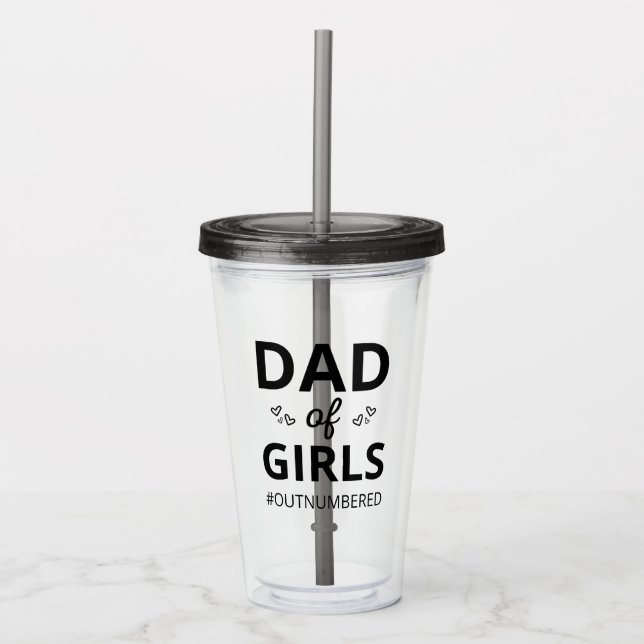 Copo De Acrílico Pai De Meninas Que Eu #Em Número (Frente)