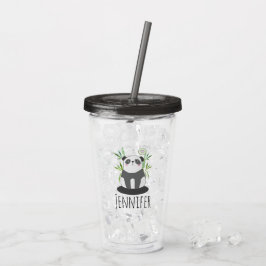 Copo De Acrílico Panda branca e negra em bambu