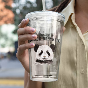 Copo De Acrílico Panda Negra E Branca Moderna Engraçada Com Citação
