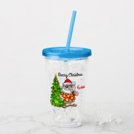 Copo De Acrílico Papai Noel Tropical Infantil Personalizado