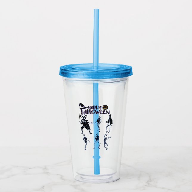 Copo De Acrílico Partido Skeletons Assustador (Frente)