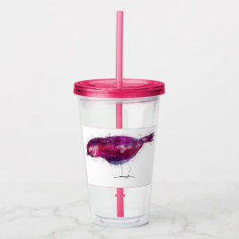 Copo De Acrílico Pássaro cor-de-rosa bonito