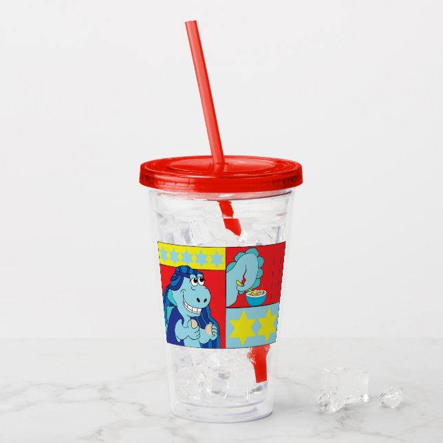 Copo De Acrílico Passover Red Acrylic Tumbler 16 oz Sedersaurus (Gelo frontal)