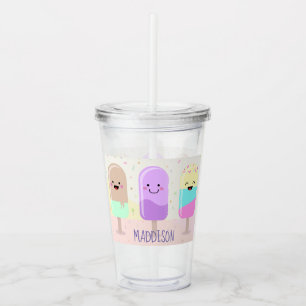 Copo De Acrílico Pastel Chibi Ice Lollies Cute Personalizado