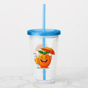 Copo De Acrílico Personagem de Desenho Animado Laranja Feliz Segura