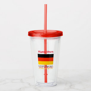 Copo De Acrílico Personalização Bandeira Alemã Vermelha Deutschland