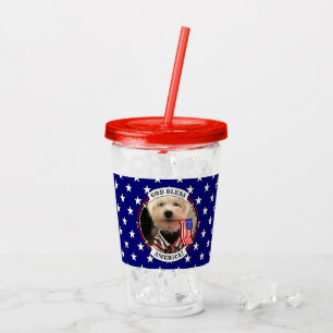 Copo De Acrílico Personalizada 2 Fotos EUA Bandeira Americana Cute 