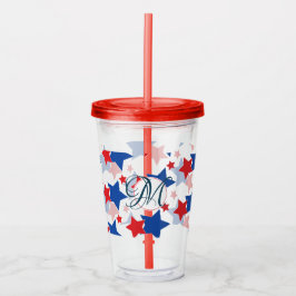 Copo De Acrílico Personalizado do Padrão Monograma de Estrelas Patr