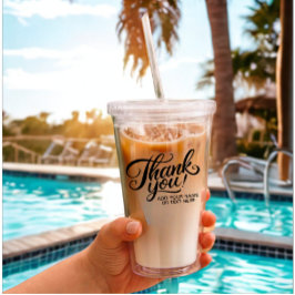 Copo De Acrílico Personalizado Moderno Obrigado Texto Clássico Pret