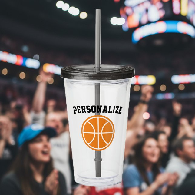 Copo de acrílico personalizado para basquete (basketball tumbler glass with straw)