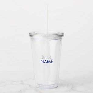 Copo De Acrílico Personalizar nome, texto minimalista azul de cobal