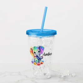 Copo De Acrílico Personalize Elefante Bebê 