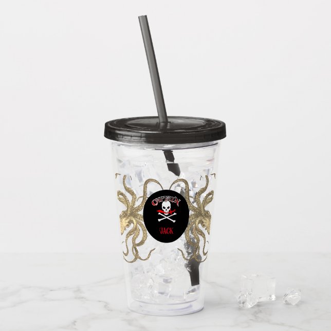 Copo De Acrílico Personalized Pirate Captain  (Gelo frontal)