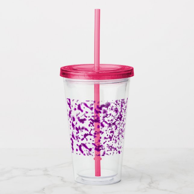 Copo De Acrílico Pinta com Padrão Rosa (Frente)