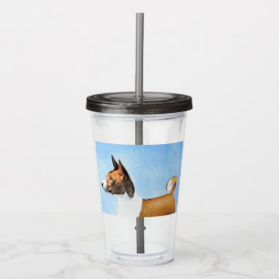 Copo De Acrílico Pintura Basenji - Arte Original Custa