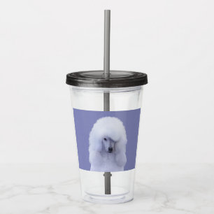 Copo De Acrílico Pintura Branca de Poodle Padrão - Arte Cão Origina