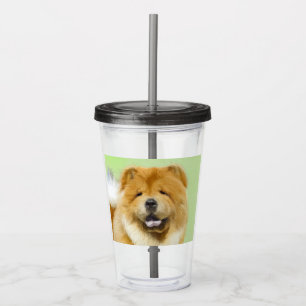 Copo De Acrílico Pintura De Chow Chow - Arte De Cachorro Original