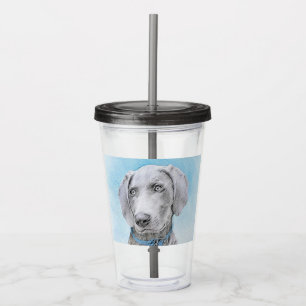 Copo De Acrílico Pintura de Weimaraner - Arte de Cachorro Original
