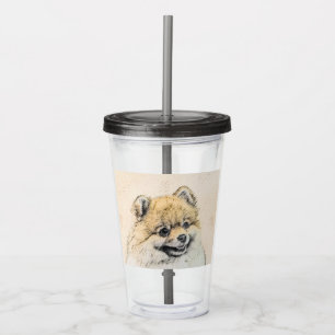 Copo De Acrílico Pintura Pomeraniana (Laranja) - Arte Canina Origin
