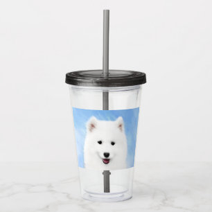 Copo De Acrílico Pintura Samoyed Puppy - Arte Cachorra Original