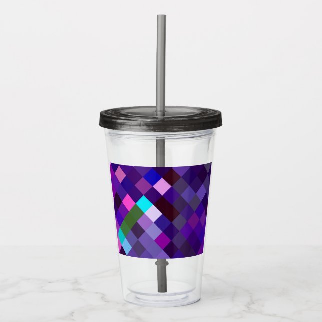 Copo De Acrílico Pixelated Pattern - Purple (Frente)