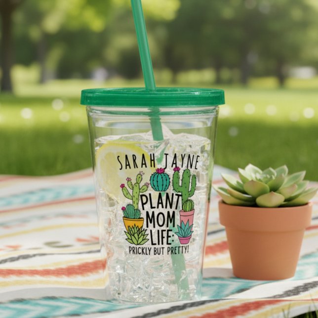 Copo De Acrílico Plante a vida da mãe rapidamente, mas Bonito Cactu (This prickly but pretty cactus tumbler is perfect for enjoying refreshing drinks under the sun.)