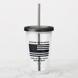 Copo De Acrílico Polícia Personalizada - Polícia de Linha Azul Fino