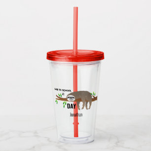 Copo De Acrílico Preguiça Volta às Aulas Todo o Dia com Nome Caneca