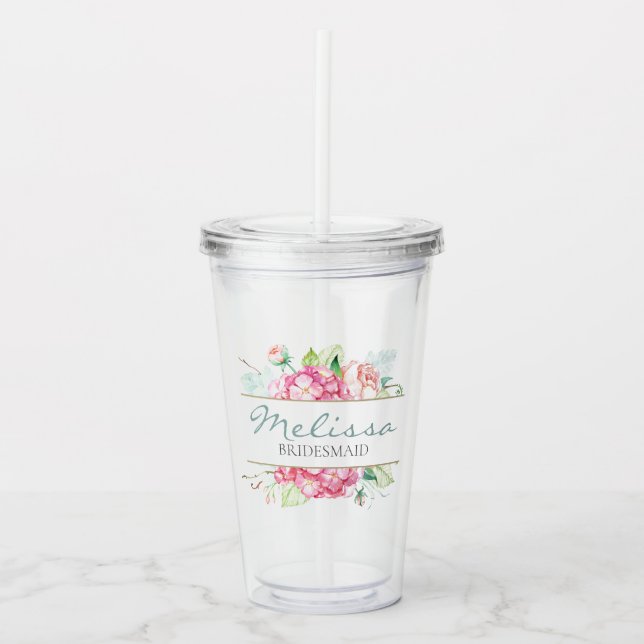 Copo De Acrílico Presente floral romântico da dama de honra da (Frente)