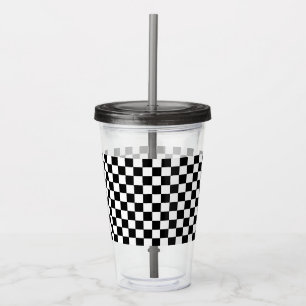 Copo De Acrílico Preto e branco Checkered