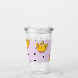 Copo De Acrílico Princesa gatinha em roxo